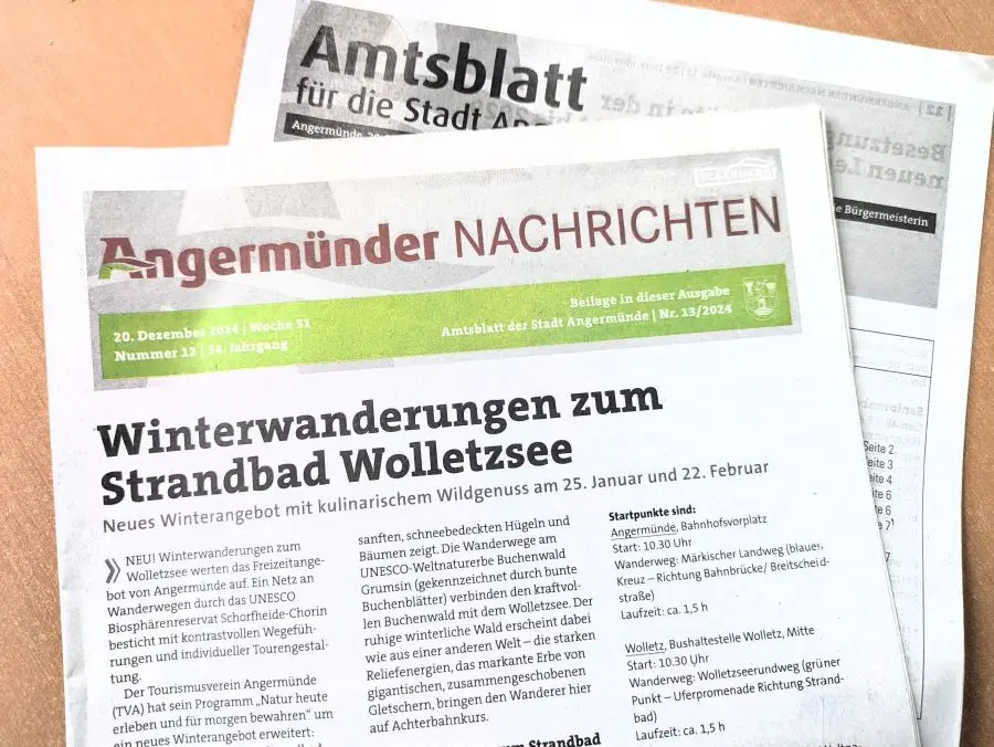 Titel der Angermünder Nachrichten mit dem Amtsblatt Dezember 2024