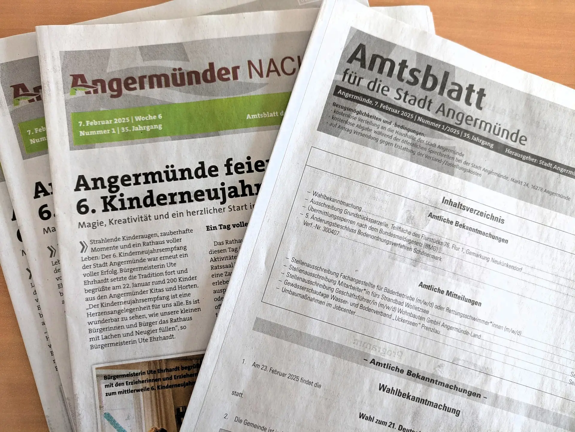 Titelbilder der Angermünder Nachrichten und des Amtsblattes Januar/Februar 2025