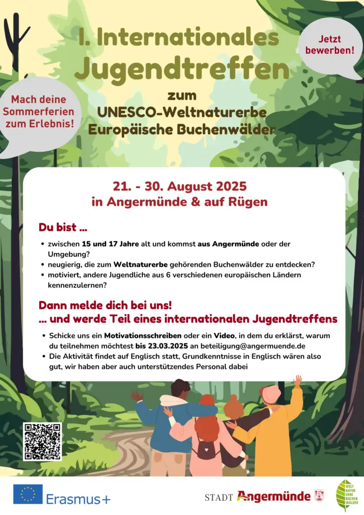 Plakat für das 1. Internationale Jugendtreffen zum UNESCO-Weltnaturerbe Buchenwälder